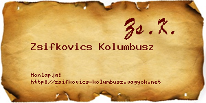 Zsifkovics Kolumbusz névjegykártya